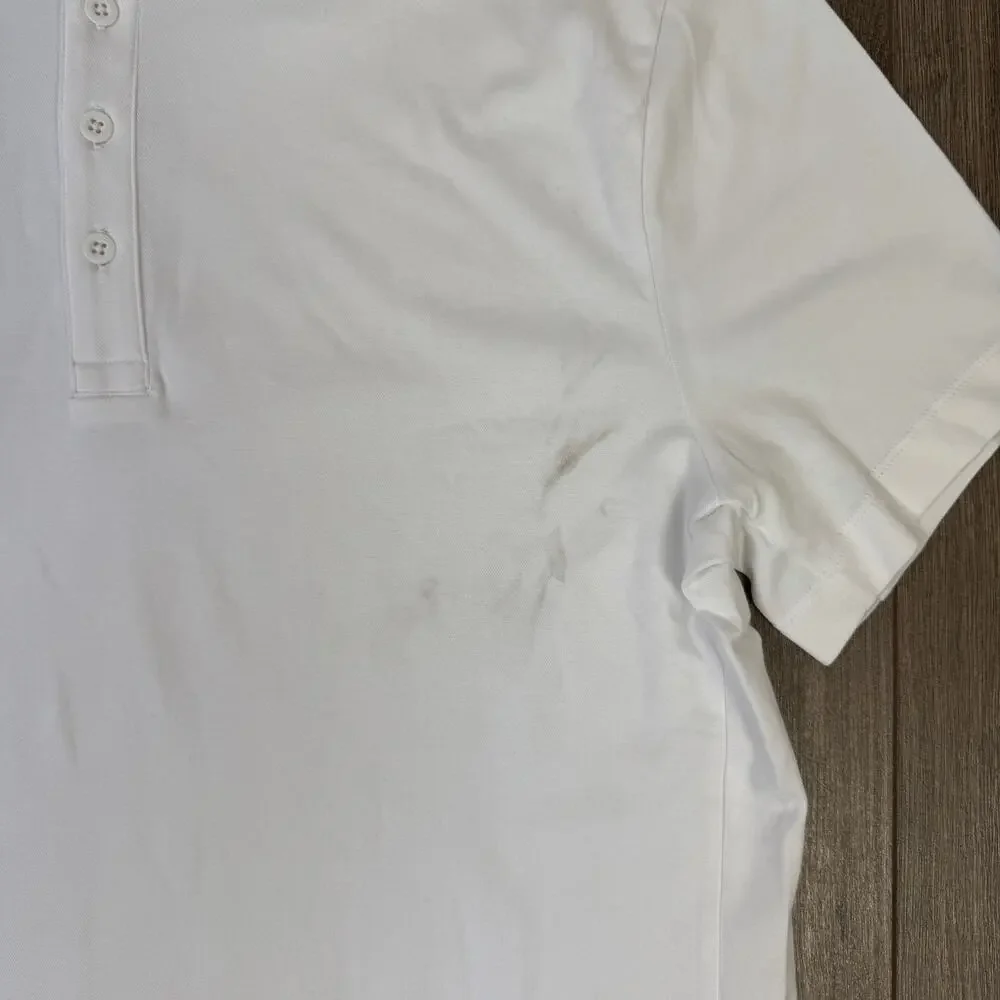 J.Crew White Performance Polo Mens L Short Sleeve Coolmax Stretch Athletic Shirt
